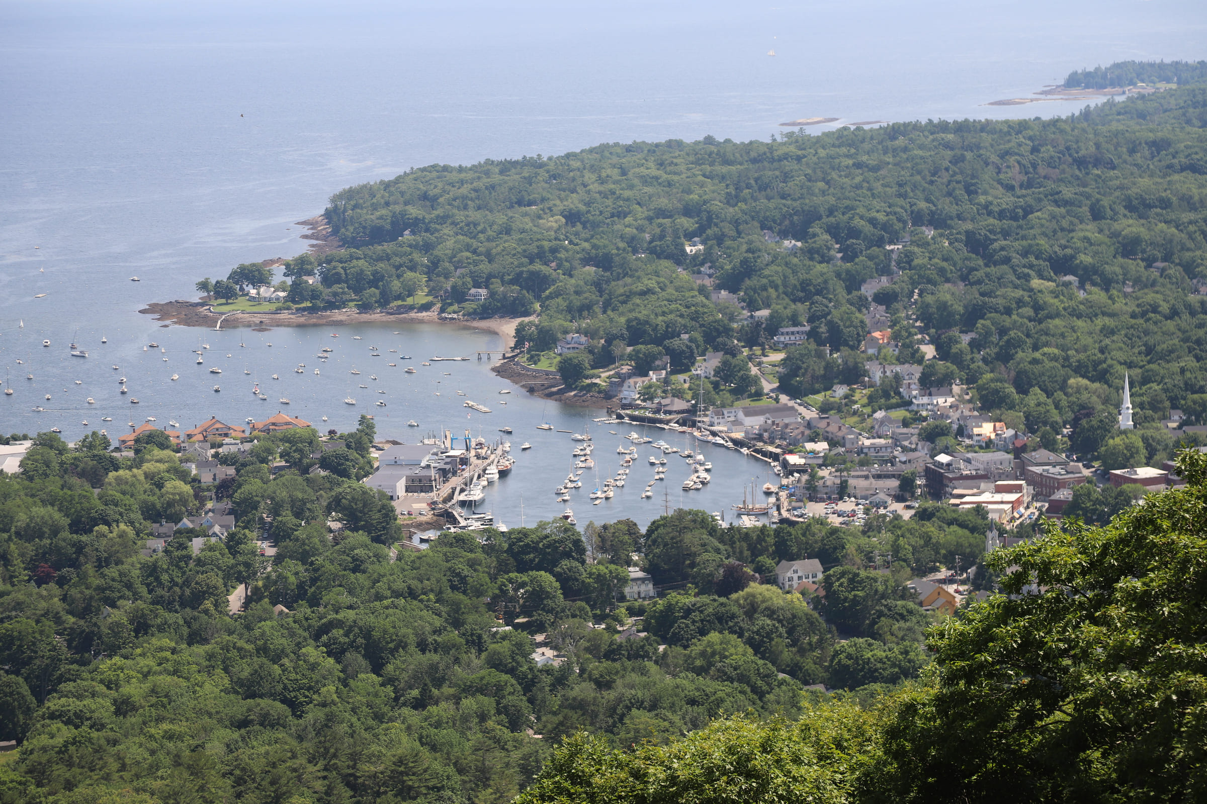 Camden harbour and Penobscot Bay seen from the summit of Mount Battie